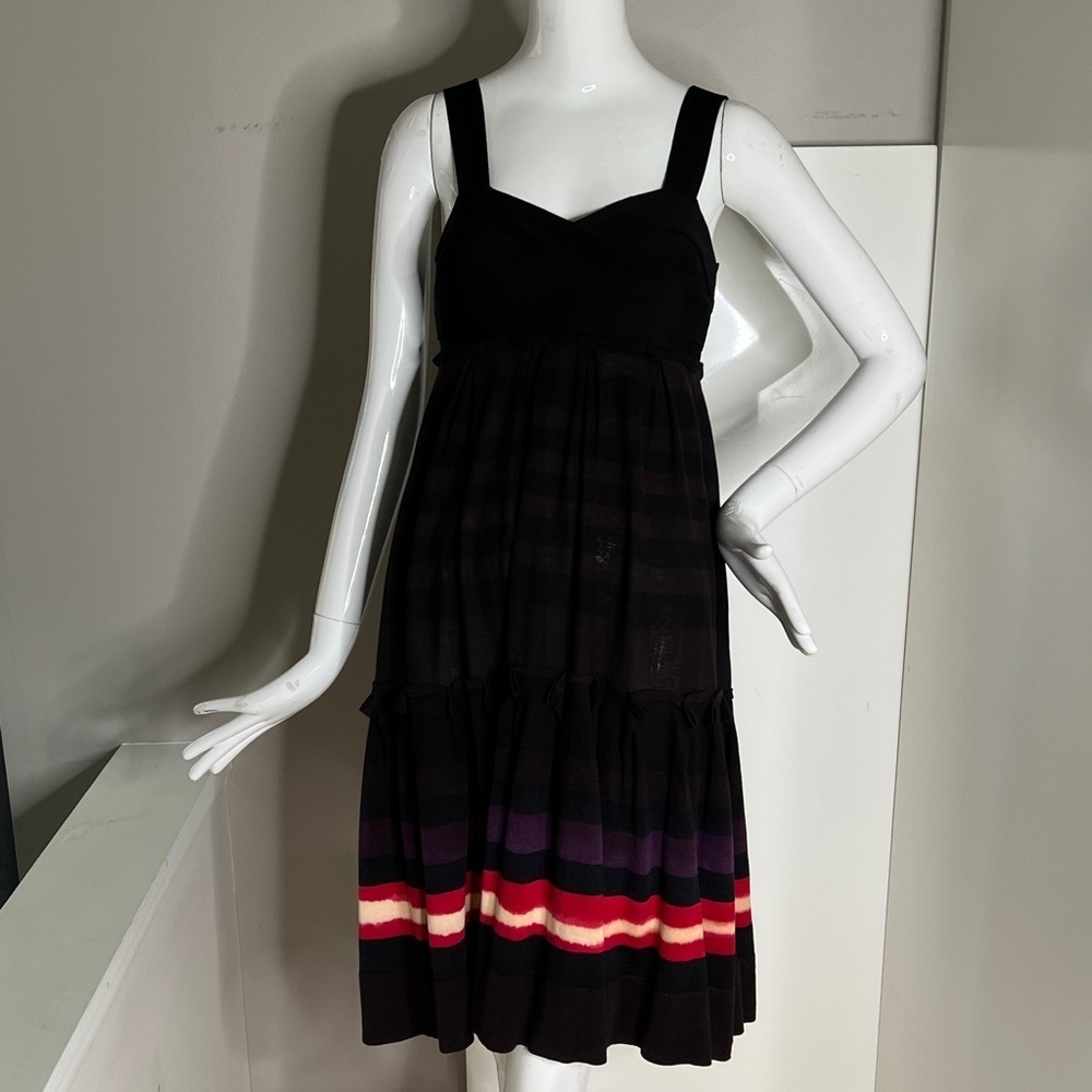 Coven Sz M Sleeveless Knit Dress Black Brown Purple Red